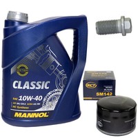 MotoröL Set 10W-40 5 Liter + ÖLfilter Sm 142 + Schraube FüR Opel Movano 1.9 Dti