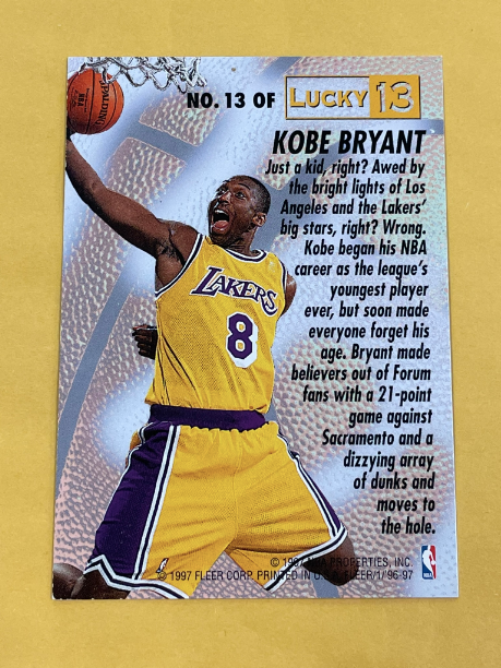 1996-97 Fleer Lucky 13 Kobe Bryant Rookie RC #13 MS504 | eBay