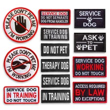 Removable Hook Loop Patches Service Dog Therapy DO NOT PET Harness Warning Label