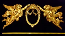 LARGE ANTIQUE LOUIS XVI GOLD GILT RESIN WALL DOOR PEDIMENT MOULDING DECORATION