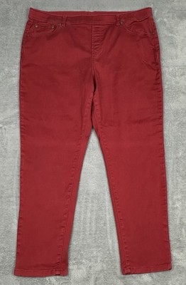 DG2 Diane Gilman Pants Womens 1X Red Burgundy Stretch Pull On 40x27 Pockets