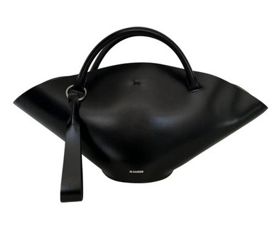 AUTHENTIC JIL SANDER SOMBRERO BLACK LEATHER Shopper Tote Handbag