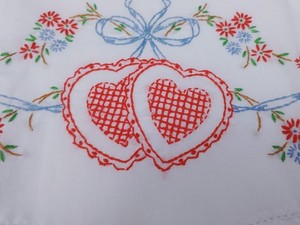Matching Set of Vintage Embroidered Pillowcases New Vintage Hearts Love Flowers