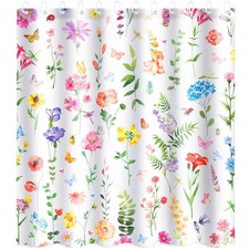Spring Flower Shower Curtain 72x72 Inch Watercolor Floral Plant Bathroom