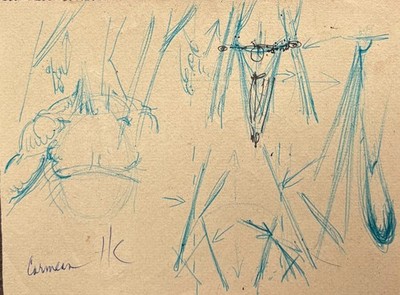 Harry Carmean small drawing of abstract forms hard edge study