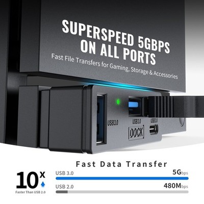 Kompakter 4 in 1 USB 3.0 Hub für Dampfmaschine für PS5 PC Laptop 9,2x2,4x11,2c