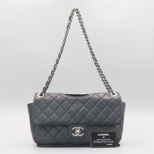 Chanel Black Leather Paris Dallas COCO Logo Flap Chain Bag