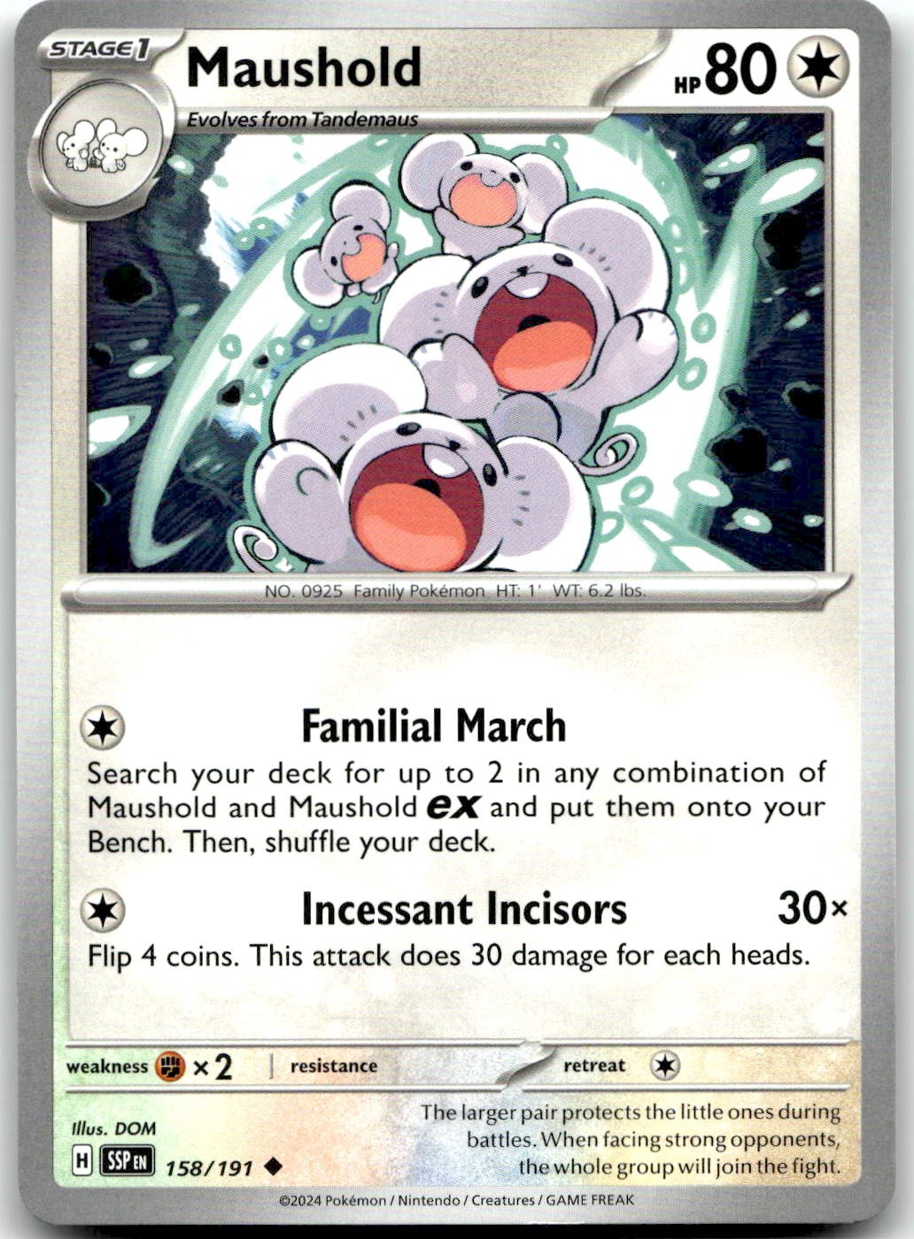 Pokemon Maushold Surging Sparks SSP #158/191 Uncommon NM