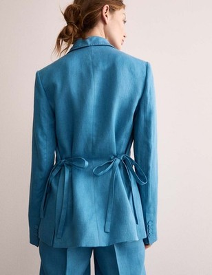 M&S - Jaeger Womens Blue Linen Casual Blazer