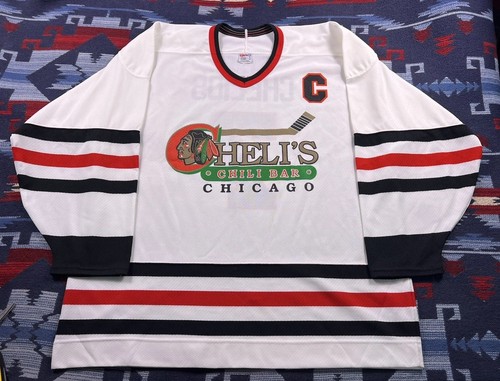 Vintage Chris Chelios Cheli’s Chili Bar Chicago Blackhawks CCM Hockey Trikot Gr. XL - Bild 1 von 11