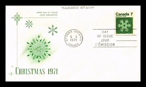 Dr Jim Stamps Canada 7c Christmas 1971 Tagged Stamp Rose Craft First Day Cover