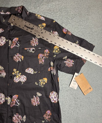 Vans Shirt Mens Large Black Mushrooms Button Up Short Sleeve Skate Skater Grunge - Picture 18 of 20