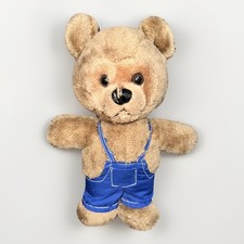VTG 1978 R Dakin Co Brown Teddy Bear Plush Stuffed 11 Blue Overalls Orange Tag