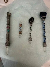 Set of 4 Wands/Scepters Made with Pewter and Varies Stones/Crystals Small/Med 