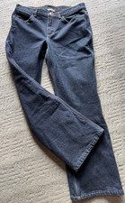 Duluth Trading Dark Denim Jeans Fleece Lined Womens 10x29 W32 L28 Boot Cut