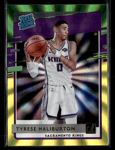 2020-21 Donruss #231 Tyrese Haliburton Holo Green and Yellow Laser RC