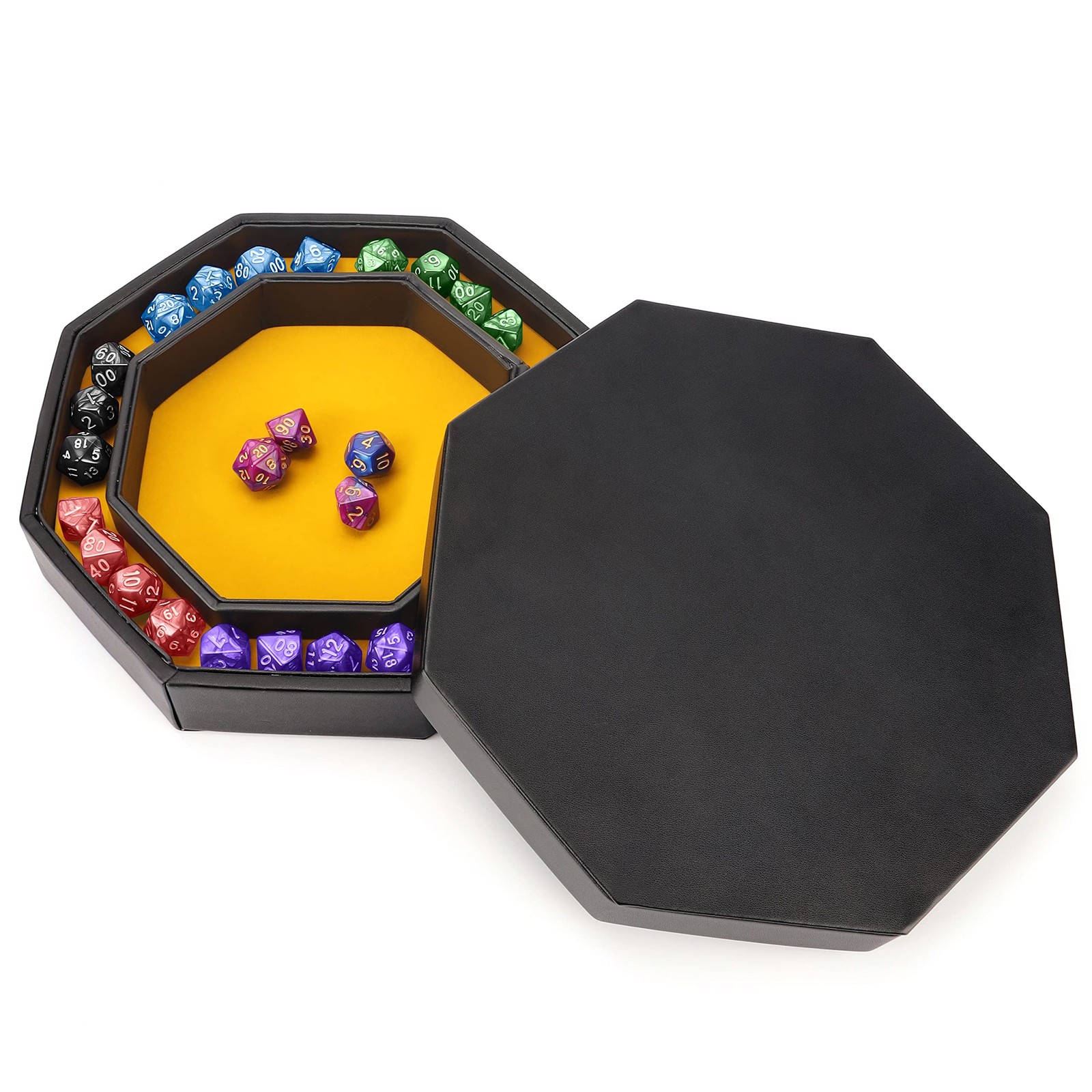 Лоток для игры в кости Wrfelteller Schwarzes PU-Leder Tablett mit Achteck Deckel 5590₽