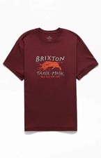 BRIXTON ROXBORO Men's S/S T-Shirt - Mahogany - Medium - NWT