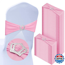 VitalCozy 100 Spandex Chair Sashes with Crown Buckle Slider Stretch Chair Bands