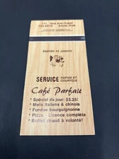 Matchbook Cover - Cafe Parfait Amos Quebec