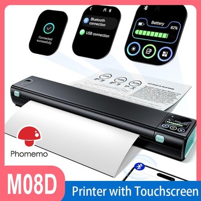 Phomemo Portable Printer with Touchscreen Upgraded M08D Bluetooth Wireless New!