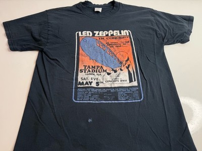 Y2K Led Zeppelin Tampa Bay May 5th 1973 Retro T-Shirt Large Black Distressed