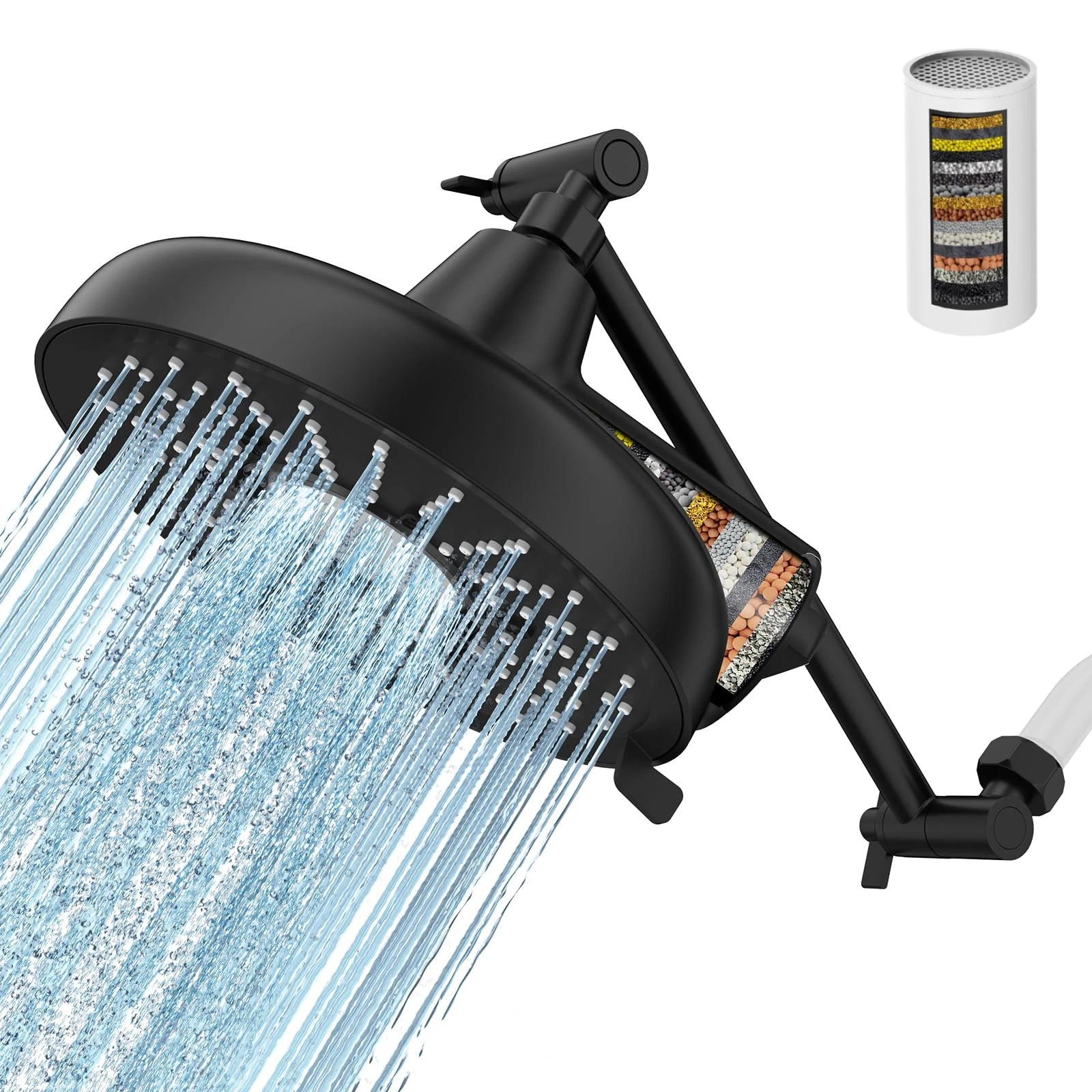 EMBATHER 8" Filtered Shower Head w/ Extension Arm - 3 Spray Modes, 18-Stage Filt