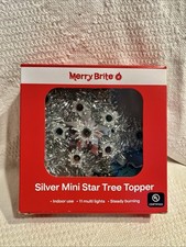 TREE TOPPER MINI SILVER STAR Multi Color 6" CHRISTMAS  MERRY BRITE  NEW IN BOX