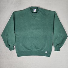 VTG Russell Athletic Sweatshirt Adult Large Pullover Blank USA Made 90s Green