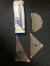 Compass triangular ruler set and protractor