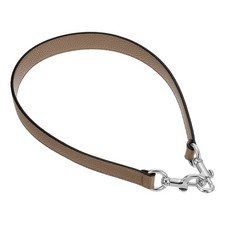 25.59 Inch PU Leather Short Bag Strap with Clasp, Dark Khaki, Silver Buckle