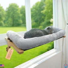 Deluxe 45LBS Cat Window Perch - Orthopedic Hammock with Plywood & Metal Frame
