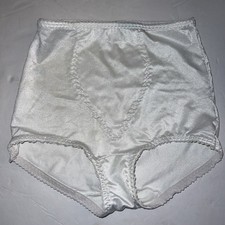 Vintage Hanes Her Way White Satin Panties Women's M Tummy Control Granny Panty