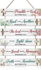 HPNIUB Christian Wall Art, Inspirational Bible Verse Wooden Hanging Plaque