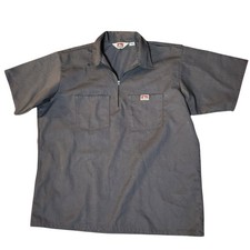 Ben Davis Half-Zip Work Shirt Black Short Sleeve Made in USA Plenty Tough 4X Vtg
