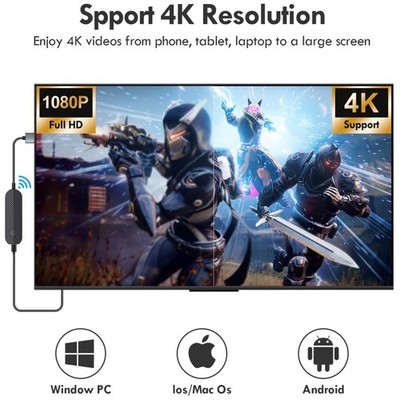 4K Wireless HDMI Adapter for iPhone Android Tablet