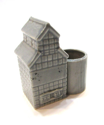 Vintage Grain Elevator Building Warco Japan Gray Ceramic 3'' Toothpick Holder