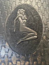 Vintage Leather Motorcycle Rider Kidney Belt Embossed Pinup Girl Rare