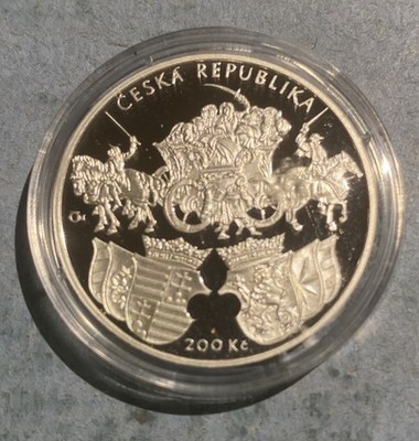 2018 Czech 200 Korun Silver Proof Coin Klaudyan Map of Bohemia Czechoslovakia PP