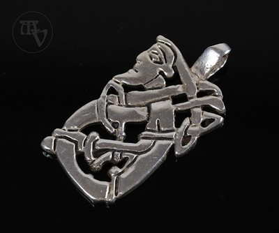 11,5g Massiver Celtic Man Keltisch Anhänger 925 Sterling Silber - Vintage ALt