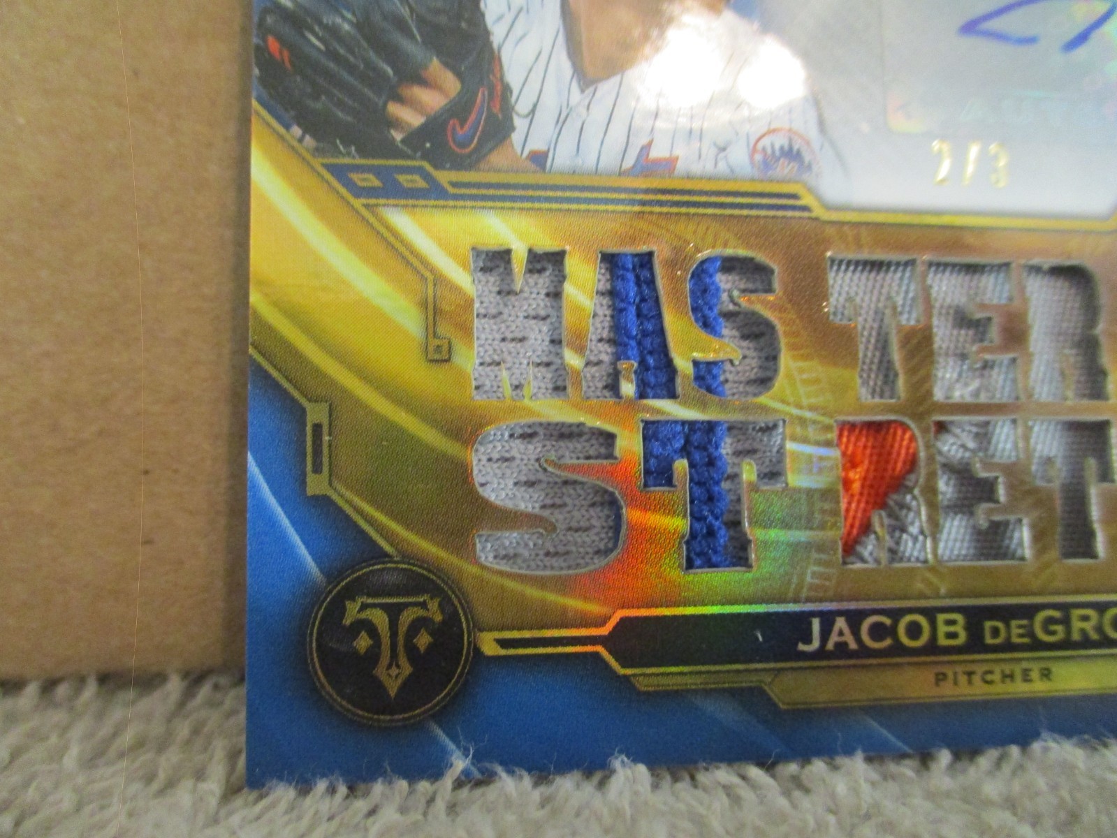2019 TOPPS TRIPLE THREADS JACOB DEGROM #TTAR-JD4 3 COLOR RELIC PATCH AUTO 2/3 view 9