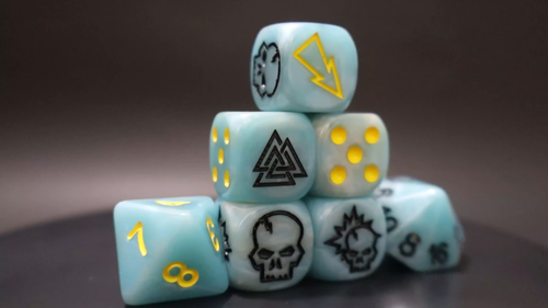 Norse viking dice set for fantasy football tabletop miniatures battle board game - Video 1 of 1