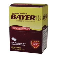 Bayer 64268 Genuine Buffered Aspirin (NSAID) Tablet (30 Packets/Box) New
