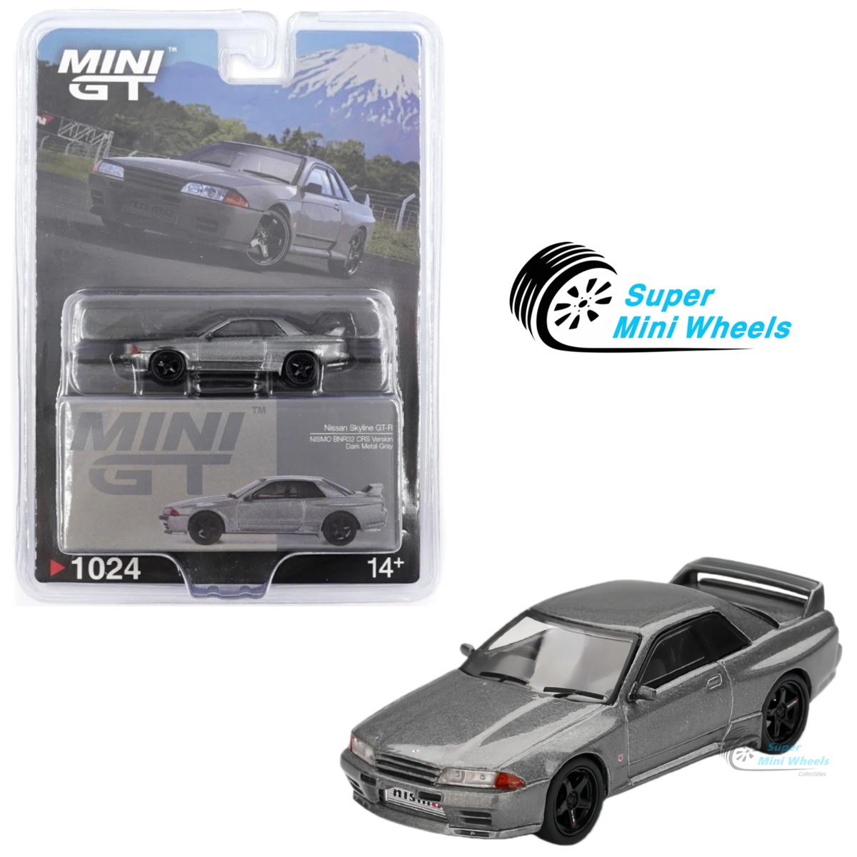 ミニッツ　日産　スカイラインGTR 32 Mini GT 1:64 Nissan GT-R (NISMO BNR32 CRS Version) Dark Metal Gray