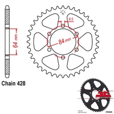 JT Sprockets Steel Rear Sprocket 428 Pitch 50 Tooth Suzuki DR125SE (1994-1996)