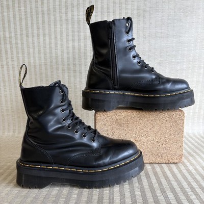 Dr Martens Jadon Boots Womens Size 8 Black Smooth Leather 8 Eye Lace Zip READ