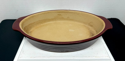 The Pampered Chef Small Oval Baker Cranberry New Traditions Stoneware 060906