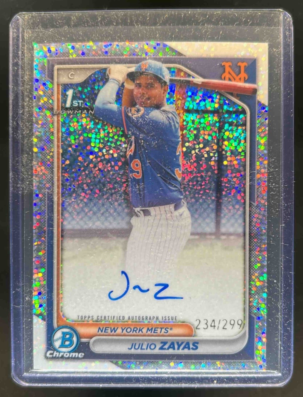2024 Bowman Chrome Julio Zayas Auto Speckle Refractor 1st #234/299 Mets