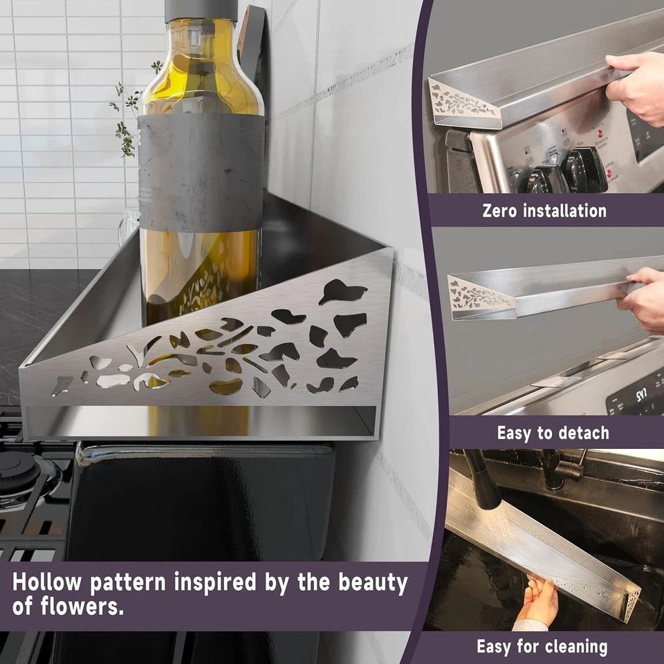 Estante superior magnético para estufa de 30" - Estante para especias y organizador de condimentos de acero inoxidable Foto 4 de 4