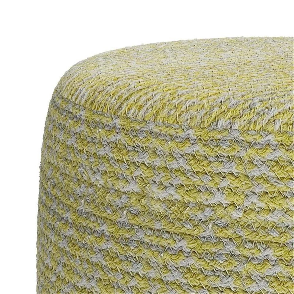 Bayley Transitional Round Braided Pouf in Muted Yellow and Natural Cotton - Image 3 of 4